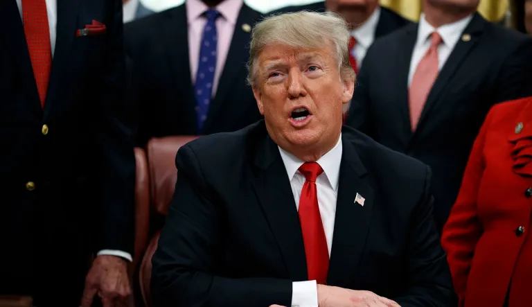 In this Friday, Dec. 21, 2018 file photo, President Trump makes a statement on the possible government shutdown before signing criminal just reform legislation in the Oval Office of the White House, in Washington.