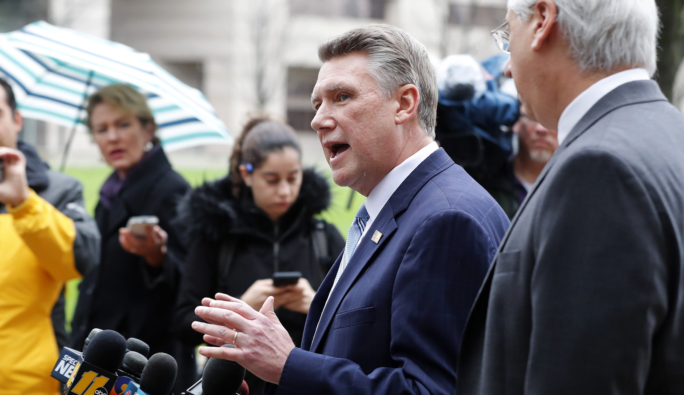 North Carolina GOP candidate sets off fire alarm while bolting from reporters