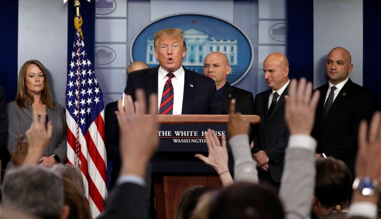 President Trump speaks in the press briefing room at the White House, Thursday, Jan. 3, 2019, in Washington.