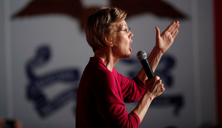 Sen. Elizabeth Warren, D-Mass., speaks during an organizing event at Curate event space in Des Moines, Iowa, Saturday, Jan. 5, 2019.