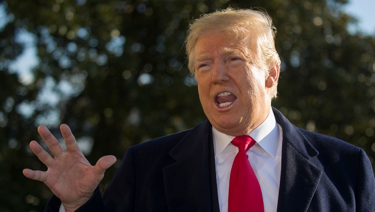 President Trump speaks on the South Lawn of the White House as he walks to Marine One.