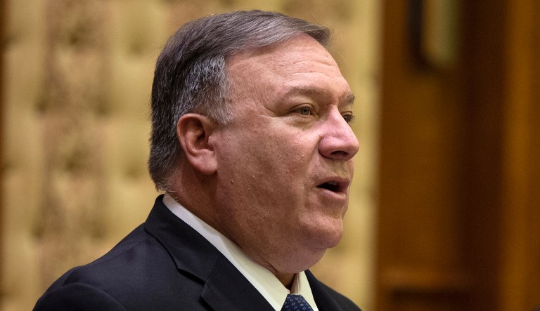 Secretary of State Mike Pompeo holds a press conference.