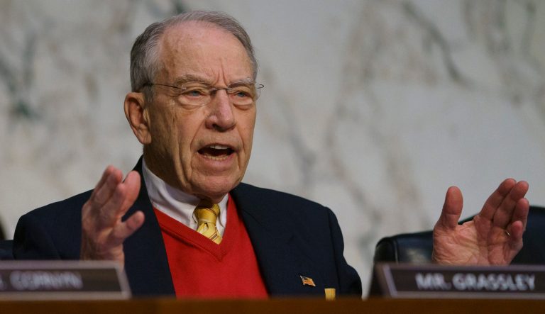 Senate Judiciary Committee committee member Sen. Chuck Grassley, R-Iowa, questions Attorney General nominee William Barr during a Senate Judiciary Committee on Capitol Hill in Washington, Tuesday, Jan. 15, 2019.