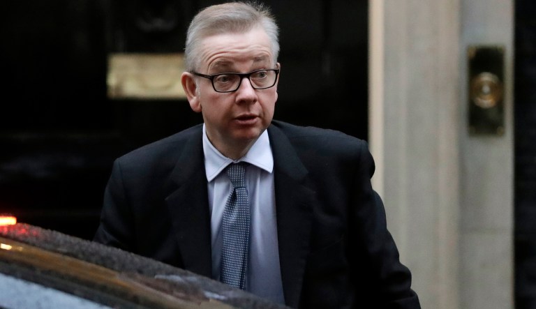 Britain's Environment Secretary Michael Gove arrives at Downing Street, London, Thursday Jan. 17, 2019.