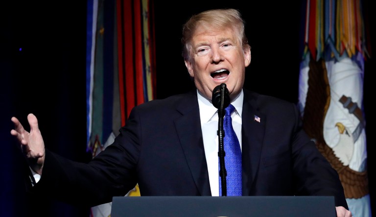 President Trump makes a speech.