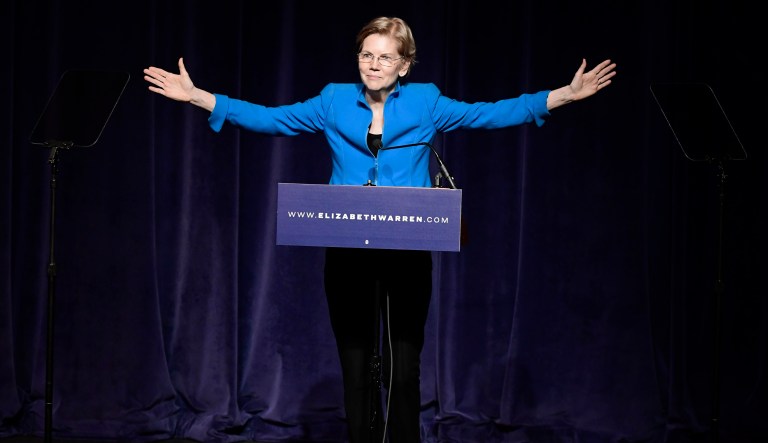 Elizabeth Warren, United States senator from Massachusetts and one of the many Democrats running for president in 2020, speaks at the "Community Conversation about Puerto Rico and its Recovery" held at the Alejandro Tapia y Rivera Theater, in San Juan, Puerto Rico, Tuesday Jan. 22, 2019. Warren addressed the hardships Puerto Rico has endured in the past two years, particularly its debt crisis and the recovery in the aftermath of Hurricane Maria.