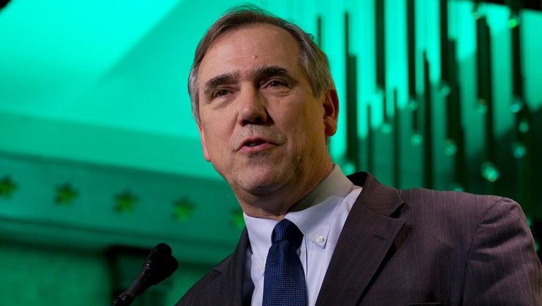 Sen. Jeff Merkley, D-Ore., speaks.