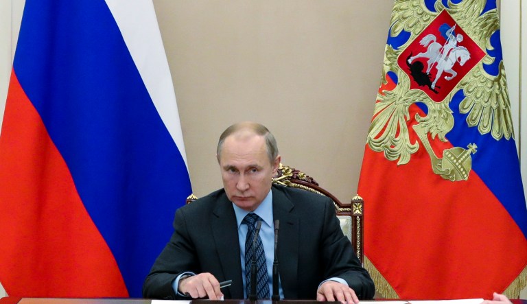Russian President Vladimir Putin leads a cabinet meeting in Moscow, Russia, Wednesday, Jan. 30, 2019.
