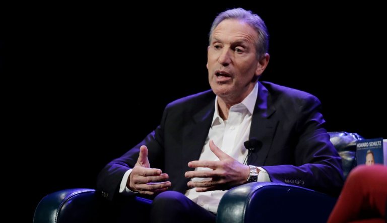 Former Starbucks CEO Howard Schultz speaks Thursday, Jan. 31, 2019, at an event to promote his book, "From the Ground Up," in Seattle. Schultz has faced a rocky reception since he announced earlier in January that he's considering an independent presidential bid.