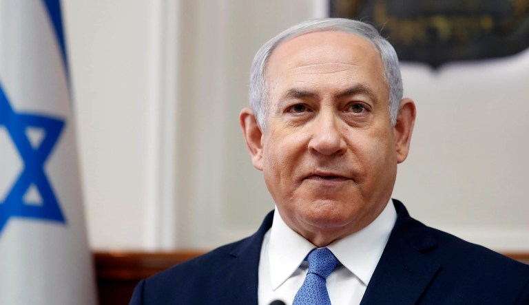 Israeli Prime Minister Benjamin Netanyahu attends the weekly cabinet meeting in Jerusalem.