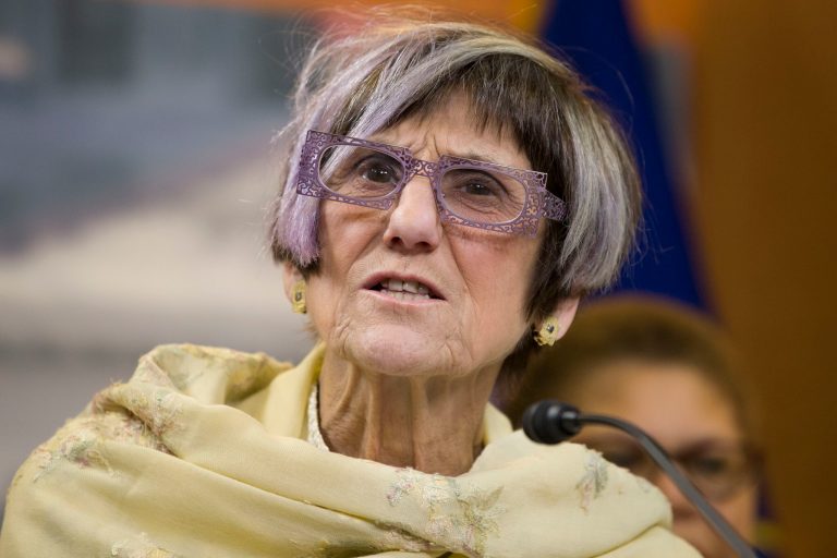 Rep. Rosa DeLauro, D-Conn., speaks during a media availability to discuss the state of women in our nation, on Capitol Hill, Tuesday, Feb. 5, 2019 in Washington.