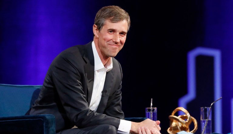 Former Democratic Texas congressman Beto O'Rourke smiles during an interview.