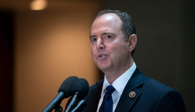 House Intelligence Committee Chairman Adam Schiff, D-Calif., speaks with reporters after his panel voted in a closed session to send more than 50 interview transcripts from its now-closed Russia investigation to special counsel Robert Mueller, on Capitol Hill in Washington, Wednesday, Feb. 6, 2019.