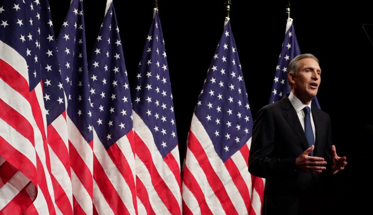 Former Starbucks CEO Howard Schultz speaks at Purdue University in West Lafayette, Ind., Thursday, Feb. 7, 2019. 