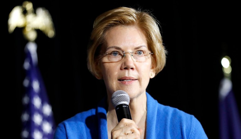 Sen. Elizabeth Warren, D-Mass., speaks to local residents during an organizing event, Sunday, Feb. 10, 2019, in Cedar Rapids, Iowa.