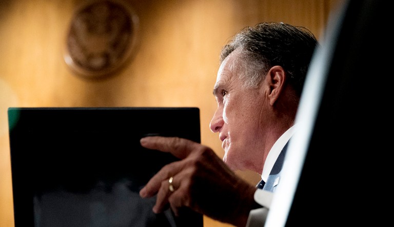 Sen. Mitt Romney, R-Utah, speaks.