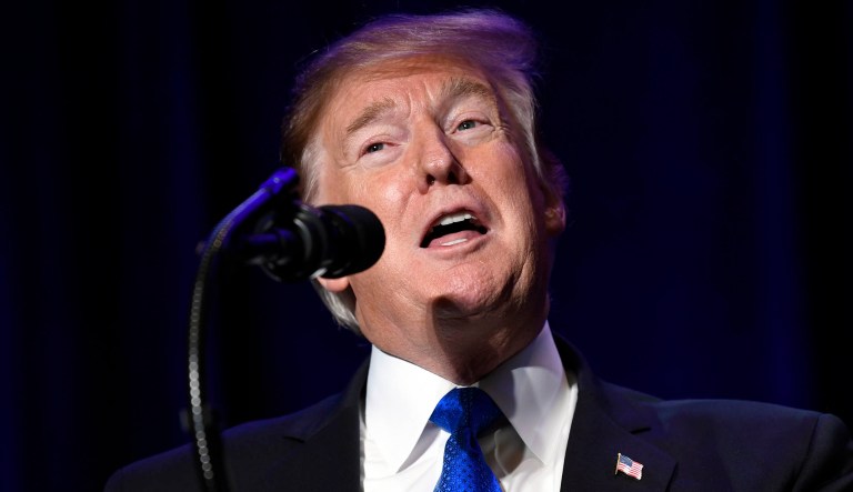 President Trump speaks at an event.