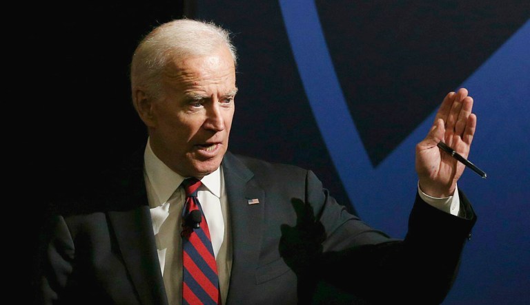 Former Vice President Joe Biden answers a question.
