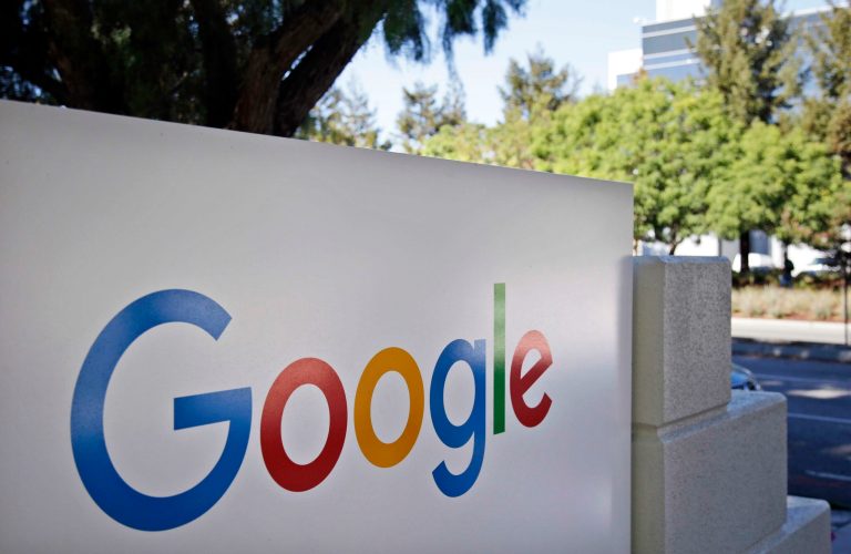 This Oct. 20, 2015 photo shows signage outside Google headquarters in Mountain View, Calif. 