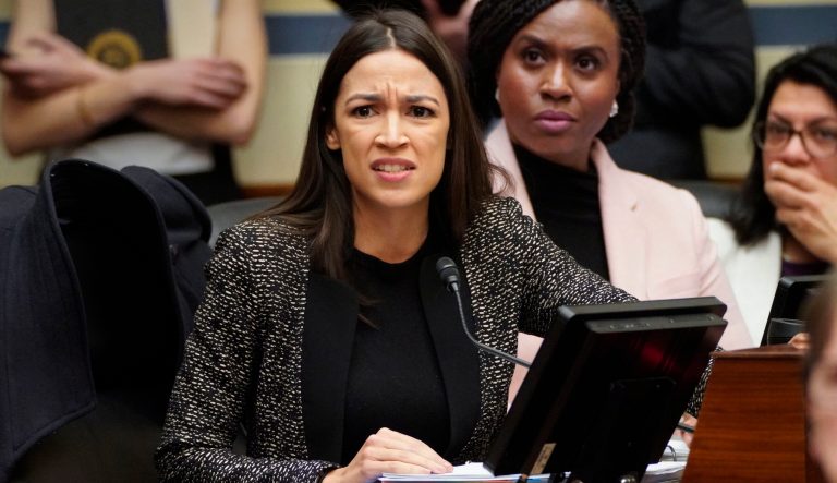 House Oversight and Reform Committee members, from left, Rep. Alexandria Ocasio-Cortez, D-N.Y., Rep. Ayanna Pressley, D-Mass., and Rep. Rashida Tlaib, D-Mich., on Capitol Hill in Washington, Tuesday, Feb. 26, 2019. 