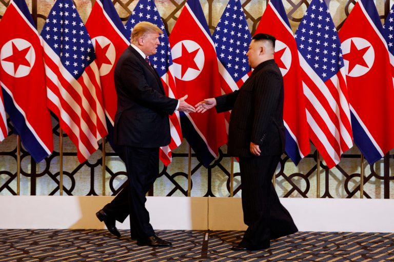 U.S. President Donald Trump meets North Korean leader Kim Jong Un, Wednesday, Feb. 27, 2019, in Hanoi. 