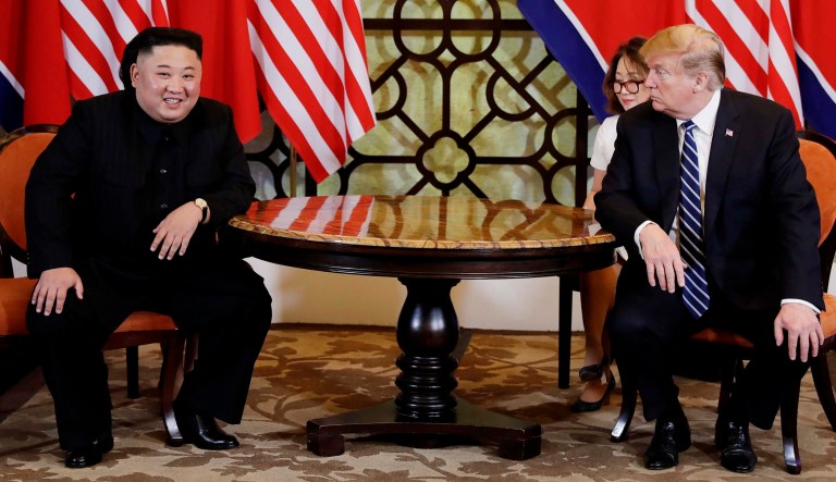 President Trump (left) meets North Korean leader Kim Jong Un, Thursday, Feb. 28, 2019, in Hanoi.
