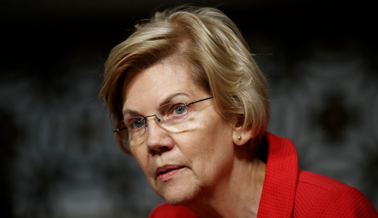 Sen. Elizabeth Warren, D-Mass., appears at a hearing.
