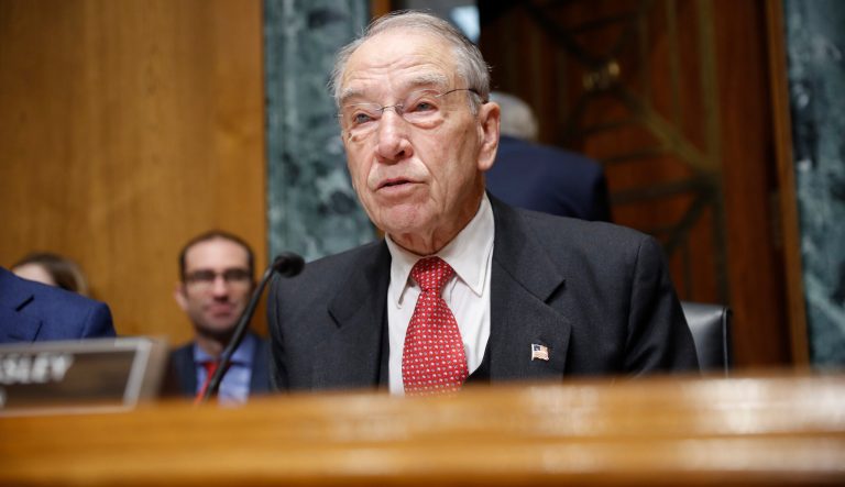 In this Feb. 26, 2019 photo, Sen. Chuck Grassley, R-Iowa, speaks on Capitol Hill in Washington. 