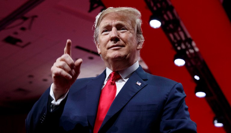 President Trump appears at an event.