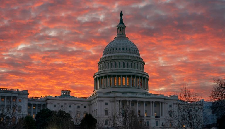 The Capitol is seen at dawn as Congress returns to work in Washington, Tuesday, March 5, 2019. 