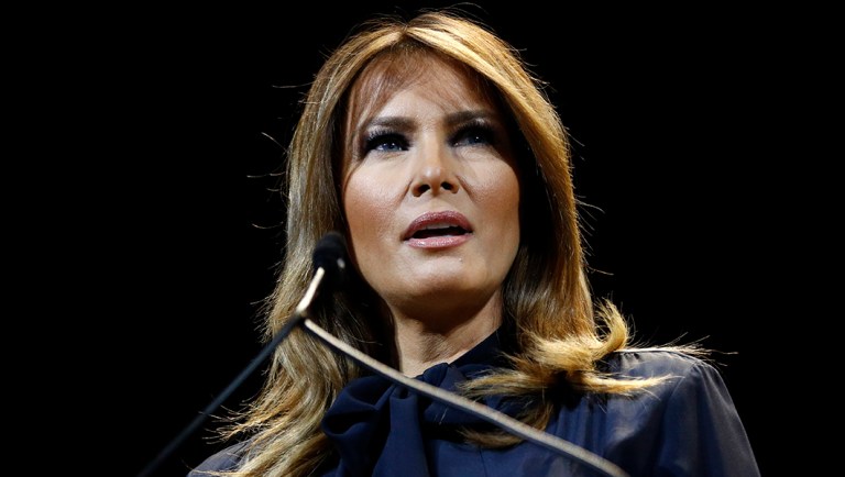 First lady Melania Trump speaks.