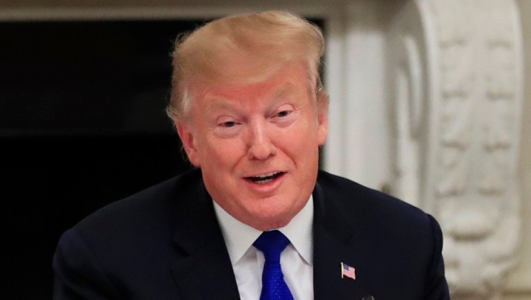 President Trump speaks during the advisory board's first meeting.
