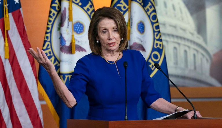 Speaker of the House Nancy Pelosi, D-Calif., meets with reporters.