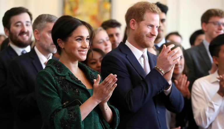 Britain's Prince Harry and Meghan, Duchess of Sussex attend the Commonwealth Day Youth Event at Canada House in London, Monday, March 11, 2019.