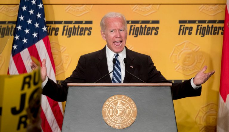 Former Vice President Joe Biden speaks at the International Association of Firefighters at the Hyatt Regency on Capitol Hill in Washington, Tuesday, March 12, 2019, amid growing expectations he'll soon announce he's running for president. 