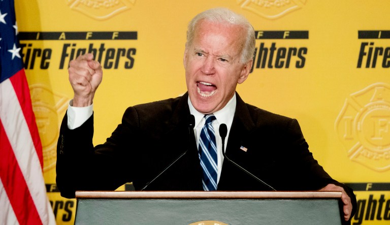Former Vice President Joe Biden speaks to the International Association of Firefighters at the Hyatt Regency on Capitol Hill in Washington, D.C.