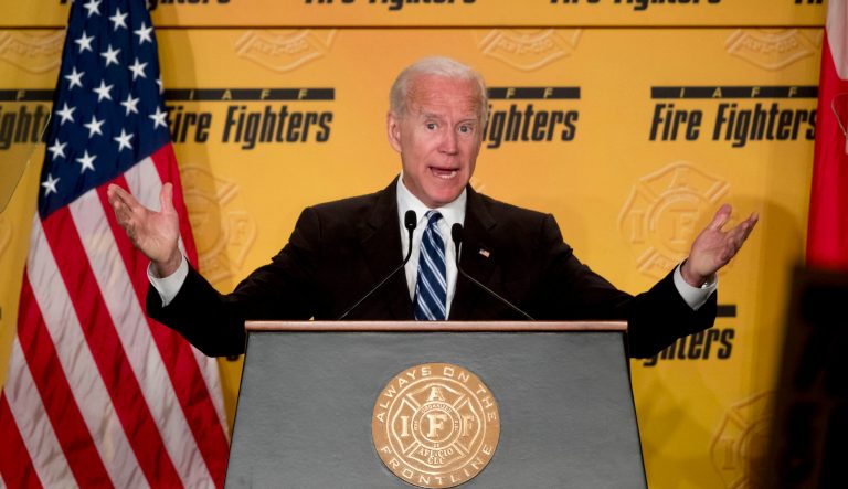 Former Vice President Joe Biden speaks at the International Association of Firefighters at the Hyatt Regency on Capitol Hill in Washington, Tuesday, March 12, 2019, amid growing expectations he'll soon announce he's running for president. 
