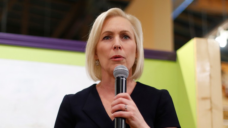 Democratic presidential candidate Sen. Kirsten Gillibrand, D-N.Y., speaks at a campaign meet-and-greet.