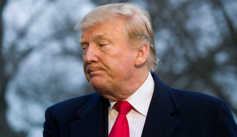 President Donald Trump turns to depart after speaking with the media after stepping off Marine One on the South Lawn of the White House, Sunday, March 24, 2019, in Washington. 