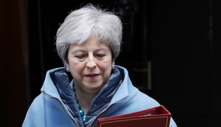 Britain's Prime Minister Theresa May leaves 10 Downing Street in London.