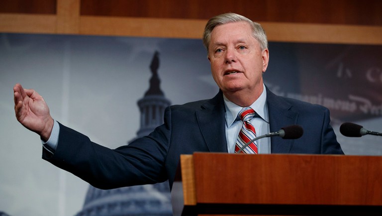 Sen. Lindsey Graham, R-S.C., speaks during a news conference.
