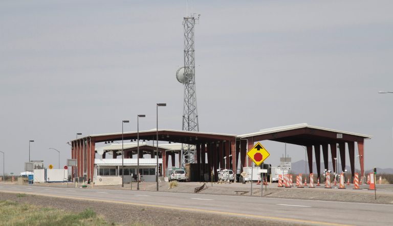 This Tuesday, March 26, 2019 photo shows a border patrol checkpoint, north of Las Cruces, New Mexico, that U.S. immigration authorities have closed and have reassigned agents to repurpose inspection areas to handle an influx of Central Americans arriving at the Mexican border. All of the checkpoints in the El Paso, Texas, sector, which includes New Mexico and West Texas, have been closed. 