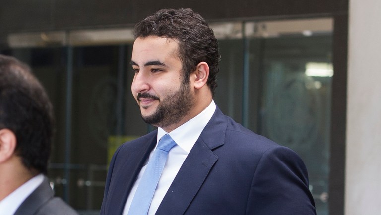 Prince Khalid bin Salman, Saudi deputy defense minister, departs the Department of State.