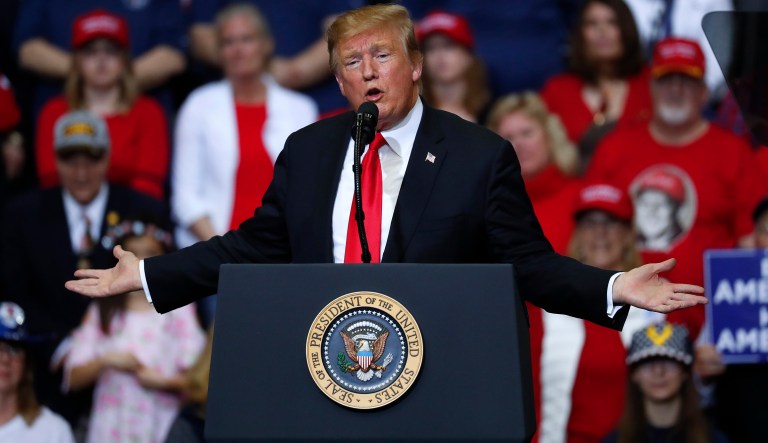 President Donald Trump speaks during a rally in Grand Rapids, Mich., Thursday, March 28, 2019.