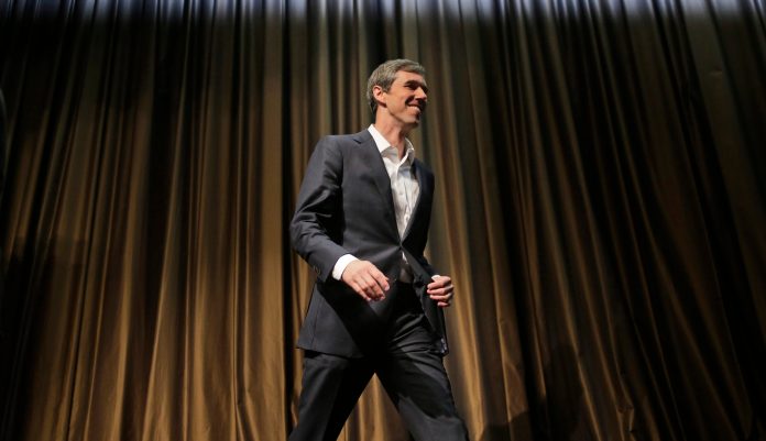 Democratic presidential candidate and former Texas congressman Beto O'Rourke leaves the stage after speaking during the National Action Network Convention in New York, Wednesday, April 3, 2019. 