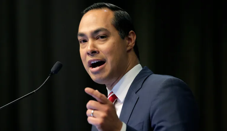 Democratic presidential candidate Julian Castro speaks during the National Action Network Convention in New York, Wednesday, April 3, 2019. 