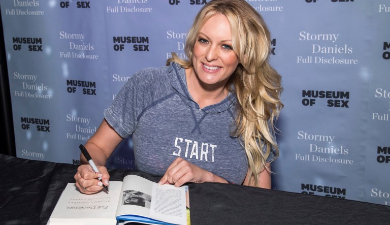 Adult film actress Stormy Daniels attends a book signing for her memoir "Full Disclosure" at the Museum of Sex on Monday, Oct. 8, 2018.