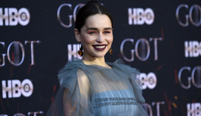 Emilia Clarke attends HBO's "Game of Thrones" final season premiere at Radio City Music Hall on Wednesday, April 3, 2019, in New York.
