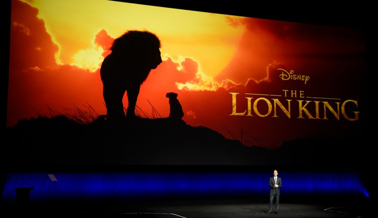 Sean Bailey, president of Walt Disney Studios Motion Picture Production, discusses the upcoming live-action film "The Lion King" during the Walt Disney Studios Motion Pictures presentation at CinemaCon 2019.