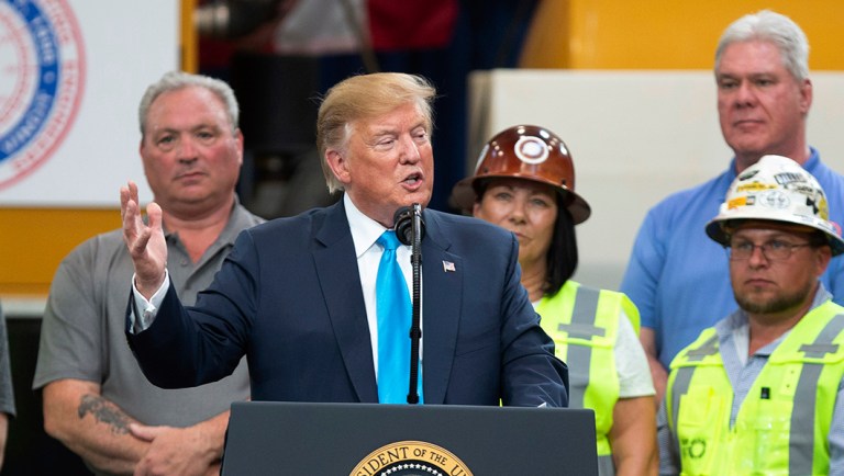 President Trump speaks at the International Union of Operating Engineers International Training and Education Center.